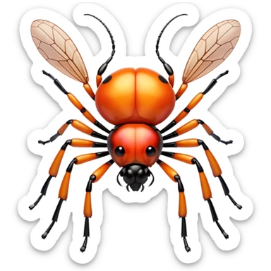 3D iPhone style emoji of a cute bug, colorful and detailed, six legs, shiny exoskeleton, isolated on white background, soft shadows, high detail, playful and cute. sticker