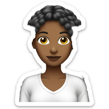 Mujer pelo negro largo flequillo piel blanca sticker