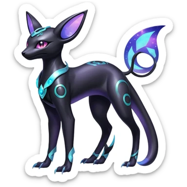 Shiny Ethereal Celestial Nebulae Futuristic Modern Cyber-Salandit-Umbreon-Espeon-Hybrid (Full body) sticker