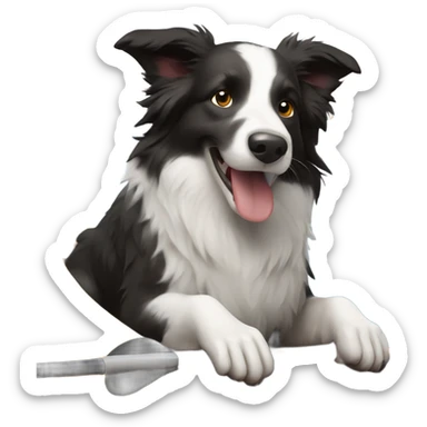 Border collie paddling a kayak  sticker