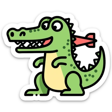 crocodile with airplane body sticker