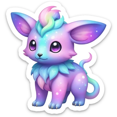 Cute cool colorful pastel nebula fantasy animal hybrid Fakemon full body  sticker