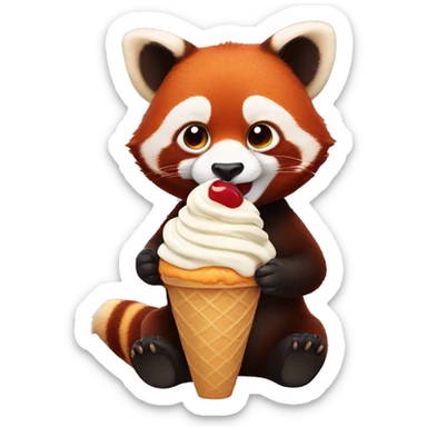 Red panda eat ice cream  sticker