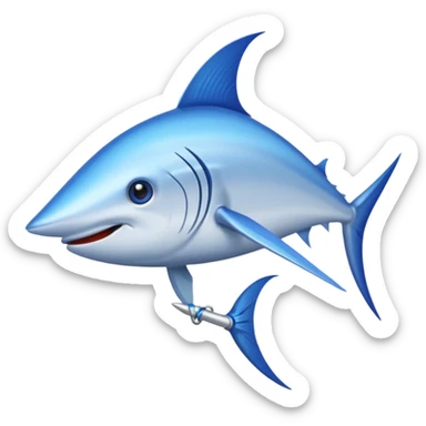 a swordfish with a long sharp blue stick on the tip of it's nose sticker