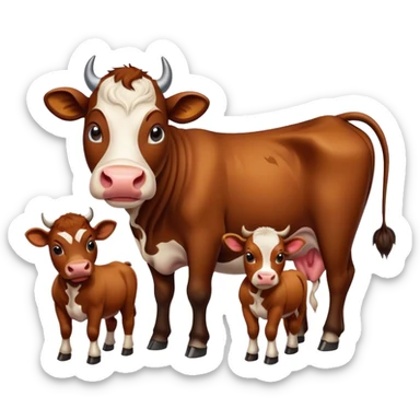 Famille Vache, veau et taureau  sticker