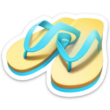 Realistic light blue gradient pair of summer flip flops isolated. sticker