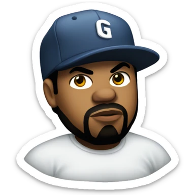 The rapper Ice Cube with the word GG sticker