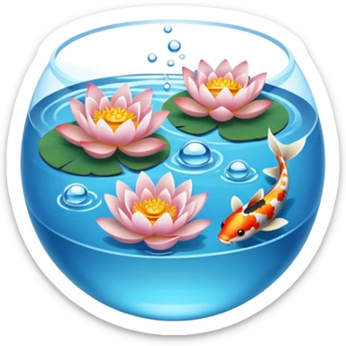 Pong with water, lotus flower and koi fish sticker