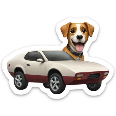 super car with a dog in it sticker