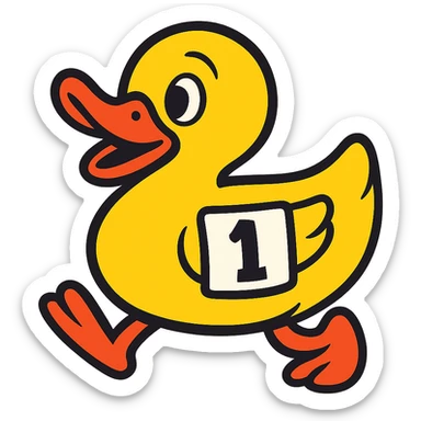 cartoon duck for a duck race in vibrant toon style sticker