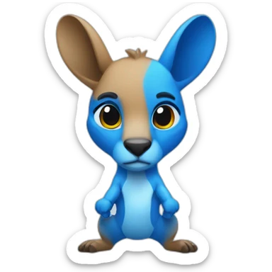 Blue coloured kangaroo body builder chad sticker