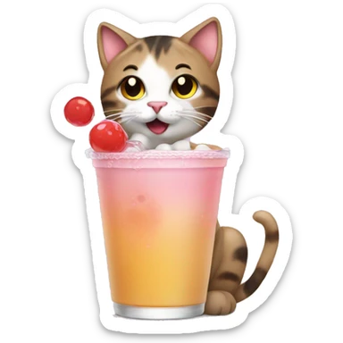 cat drinking boba sticker