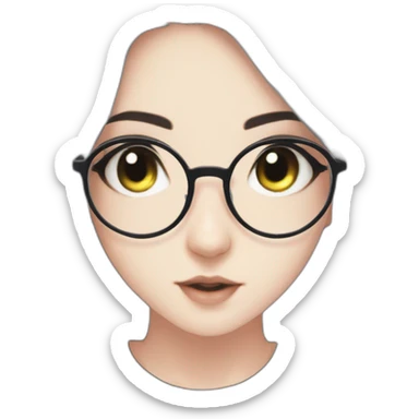 Anime+eyes-goth-girl-dark-hair-with-glasses-black-tshirt+perfectly-centered sticker