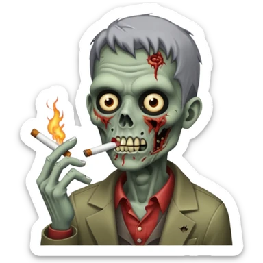 zombie with middle crop smoking cigarettes  sticker