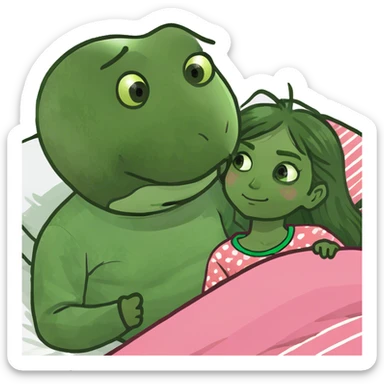 boy in bed with girl sticker