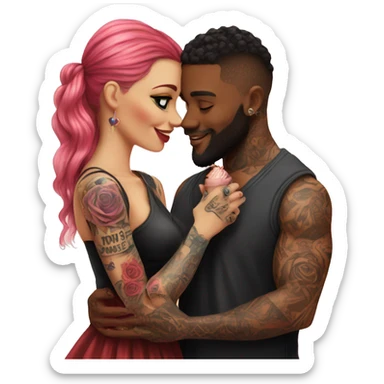 Romantic carnival date for beautiful tattooed couple sticker