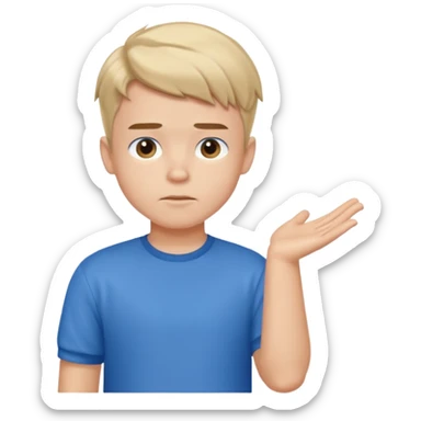 cute boy shrugging his shoulder, boy have good haircut puff style sticker