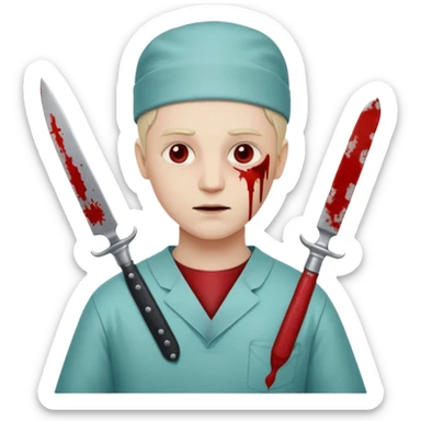A victorian surgeon with a knife and bloody clothing sticker
