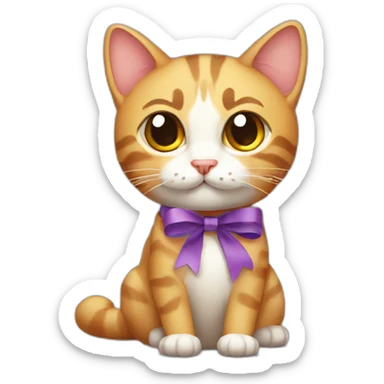 Cat with ribbon in head sticker