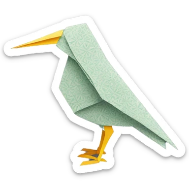 Origami bird made of patterned paper sticker