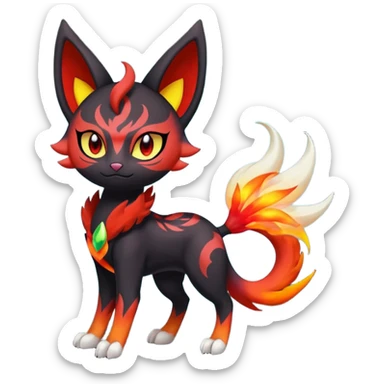 Colorful Meloetta-Litten-Darkrai-Pokémon-Fakémon-fusion-hybrid-creature sticker