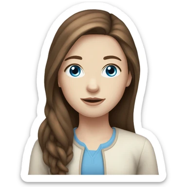 Girl with long brown hair blue eyes pale skin sticker