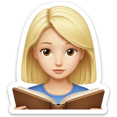 blonde girl reading a book, being productive  sticker