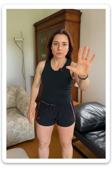 Donna con cellulite sulle cosce indica le cosce che sono infiammate di cellulite sticker