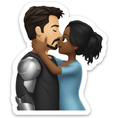 Tony Stark kissing a black haired girl  sticker