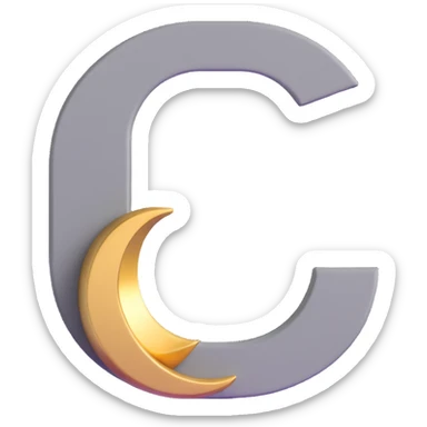 Gray letter C with an angelic golden halo above it, representing Grace/Gracie/graycee sticker