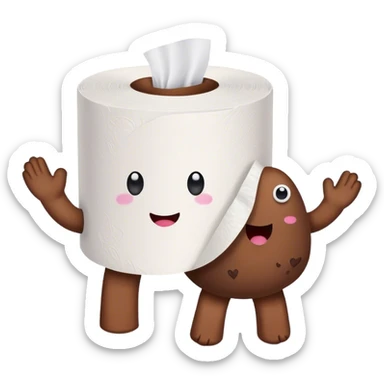 toilet paper holding hands with poo sticker