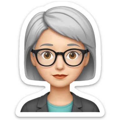 Woman with short gray hair and glasses sticker