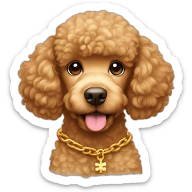 Light Brown golden poodle with cross chain sticker