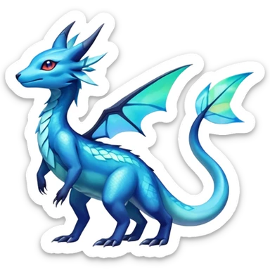 Colorful Iridescent Exotic Salandit-Aurorus-Glaceon-Fakémon-hybrid-creature (full body)  sticker