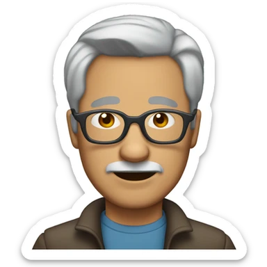 50 year old man with gray hair and bear and thin dark glasses sticker