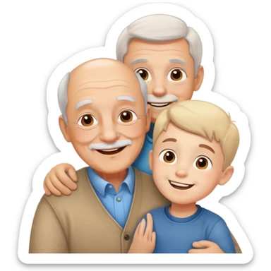 small kid with grandpa, smiling together, warm and friendly sticker