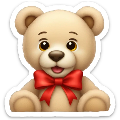 teddy bear with red bow valentines  sticker