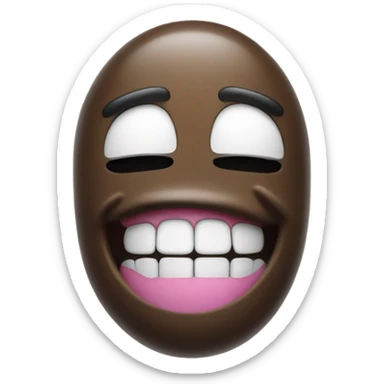 poop emoji with titanium black and white grills teeth smiling widely with its eyes closed sticker
