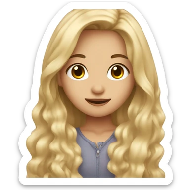 Cute girl with long blonde hair and brown eyes sticker