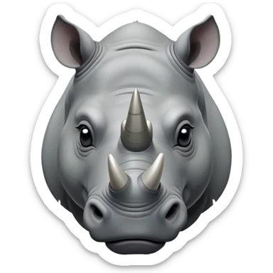 cinematic-noble--rhinoceros-portrait-emoji,slate-grey-hide--poised-and-regal,-with-a-massive,-powerful-build-and-a-thick,-deep-set-soulful-piercing-eyes,-simplified-yet-sharp-and-sophisticated-features,-highly-detailed,-large-black-eyes, zoomed out showing shoulders sticker