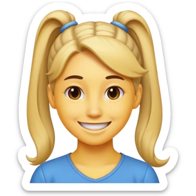 a person with a ponytail, emoji style sticker