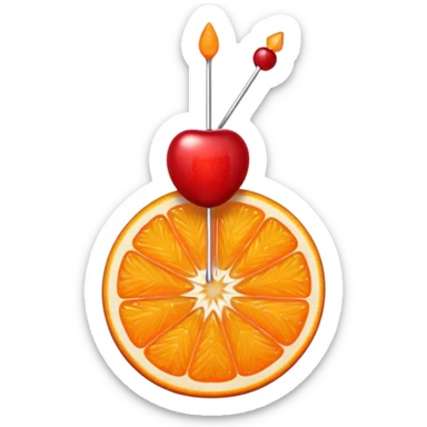 orange slice and cherry on a skewer sticker