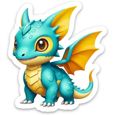 Randomly-colored exotic chibi Fakémon-creature sticker