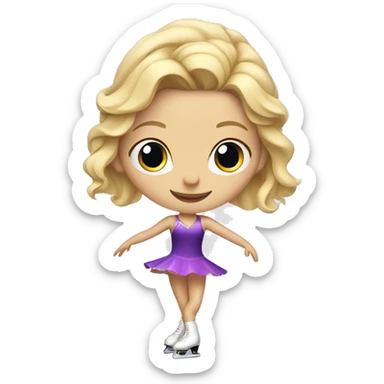 Blonde girl figure skating in dress sticker