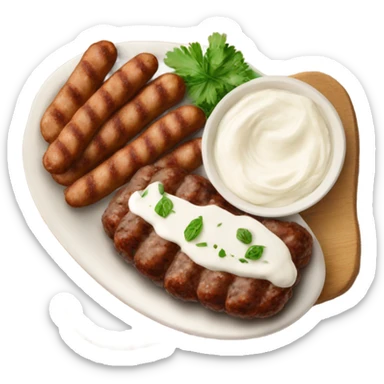 Bosnian national dish cevapi with kaymak sticker