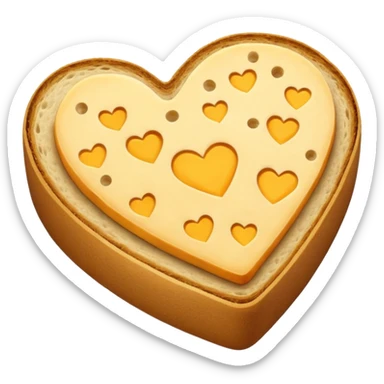 bread and cheese, and between them a heart sticker
