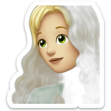 Blonde boy kiss a girl with long brown hair green eye sticker