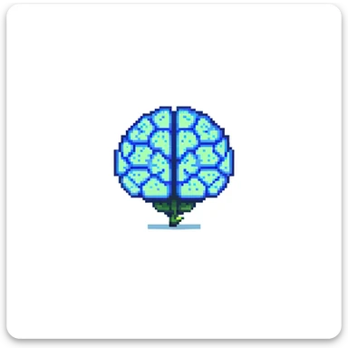 round superhuman brain icon, glowing brain with enhanced intelligence sticker