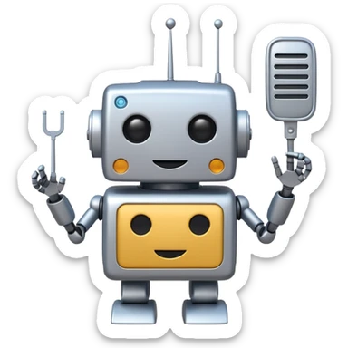 robot with classic boxy head and antenna, emoji style sticker