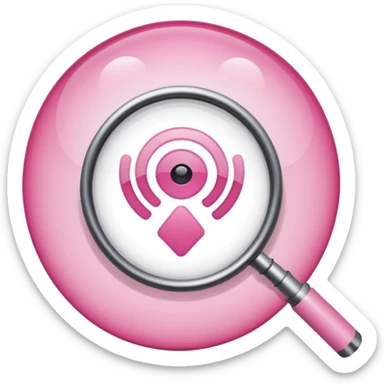 mix light pink dark pink and white girly wifi internet with a magnifying glass sticker